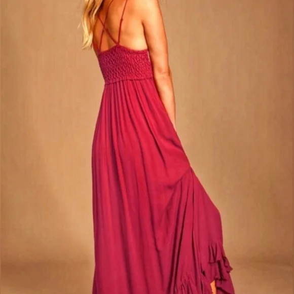 Free People Burgundy Lace Maxi Dress - Picture 2 of 9